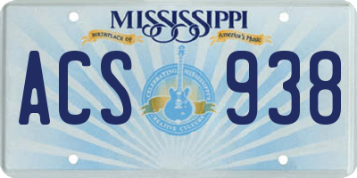 MS license plate ACS938