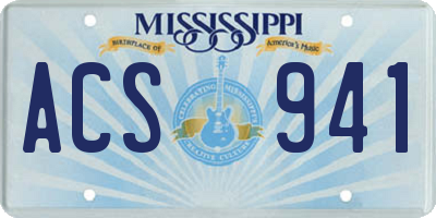 MS license plate ACS941