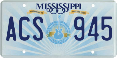 MS license plate ACS945