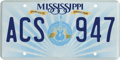 MS license plate ACS947