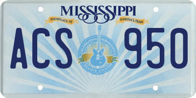 MS license plate ACS950