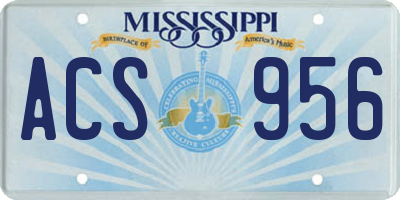 MS license plate ACS956