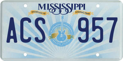 MS license plate ACS957