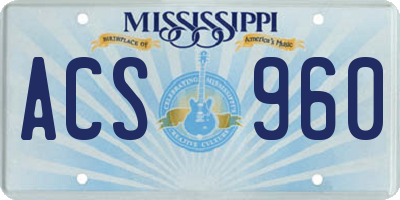 MS license plate ACS960