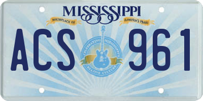 MS license plate ACS961