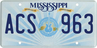 MS license plate ACS963