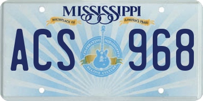 MS license plate ACS968