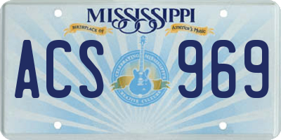 MS license plate ACS969