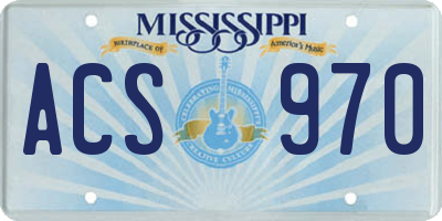 MS license plate ACS970