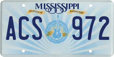 MS license plate ACS972