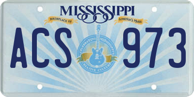 MS license plate ACS973