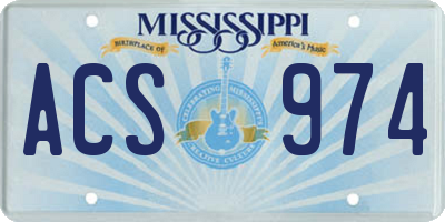 MS license plate ACS974
