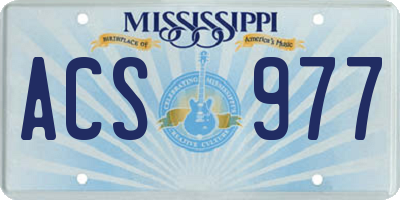 MS license plate ACS977