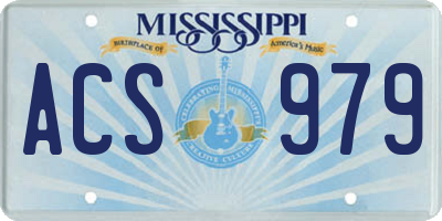 MS license plate ACS979