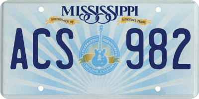 MS license plate ACS982