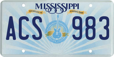 MS license plate ACS983
