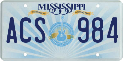 MS license plate ACS984