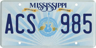 MS license plate ACS985