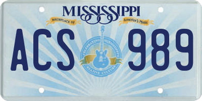 MS license plate ACS989