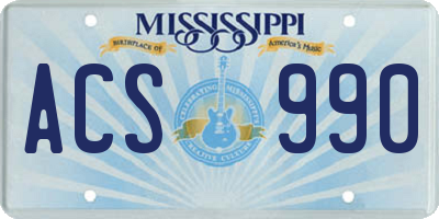 MS license plate ACS990
