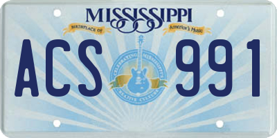 MS license plate ACS991