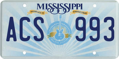 MS license plate ACS993