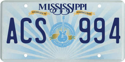 MS license plate ACS994