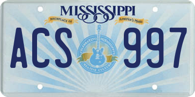 MS license plate ACS997