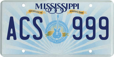 MS license plate ACS999