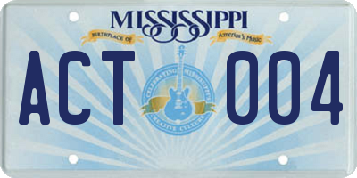 MS license plate ACT004