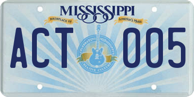MS license plate ACT005
