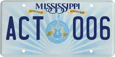 MS license plate ACT006