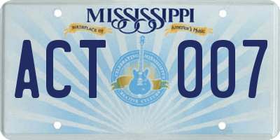 MS license plate ACT007
