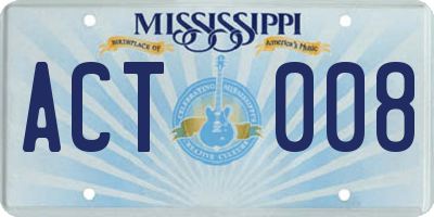 MS license plate ACT008