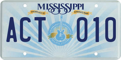 MS license plate ACT010