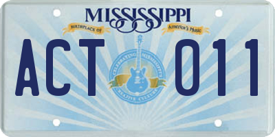 MS license plate ACT011