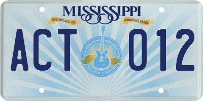 MS license plate ACT012