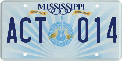 MS license plate ACT014