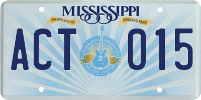 MS license plate ACT015
