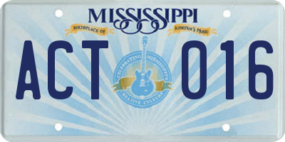 MS license plate ACT016
