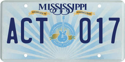 MS license plate ACT017