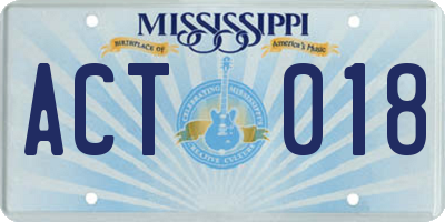 MS license plate ACT018