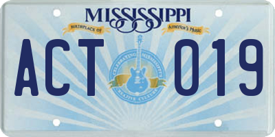 MS license plate ACT019