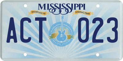 MS license plate ACT023