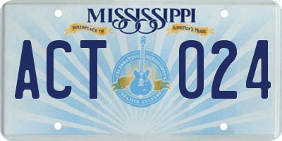 MS license plate ACT024