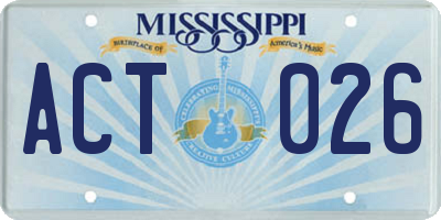 MS license plate ACT026
