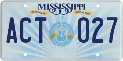 MS license plate ACT027