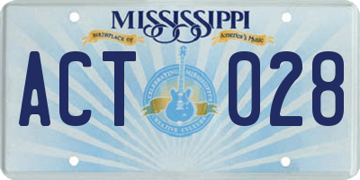 MS license plate ACT028