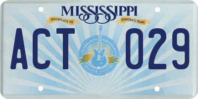 MS license plate ACT029