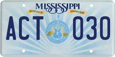 MS license plate ACT030